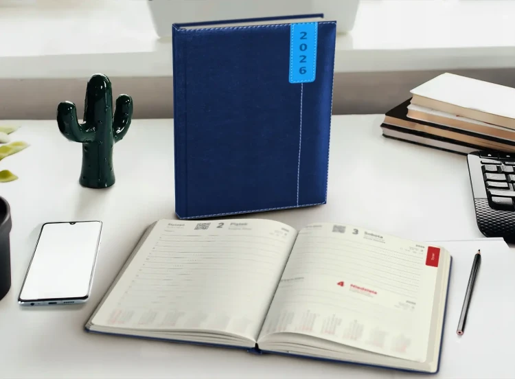 KALENDARZ KSIĄŻKOWY 2026 B6 DZIENNY ELEGANCKI PLANER NOTES ORGANIZER MAPA